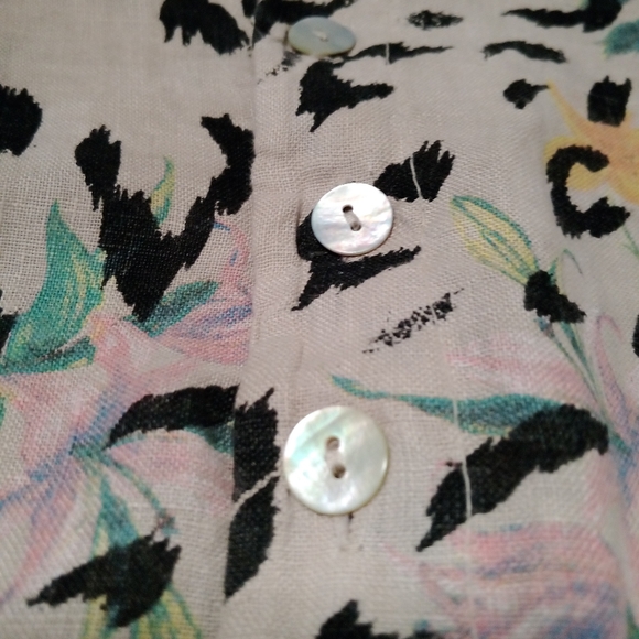 Anna Melani Italy 100% Linen Leopard Floral Button Up MIDI Dress Size Large - Picture 8 of 9